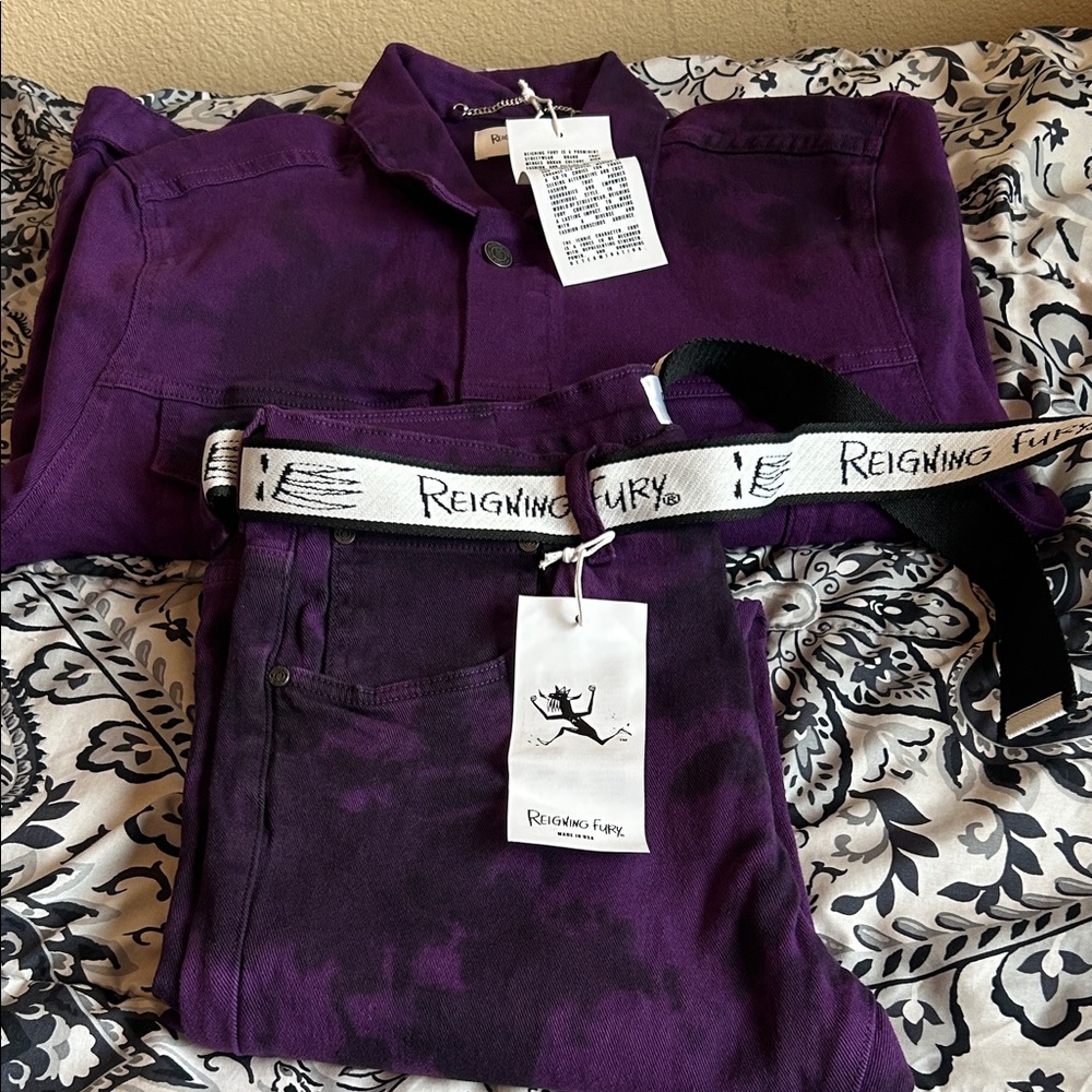 Men Reigning Fury Purple Tie-Dye Set with Branded Web Belt